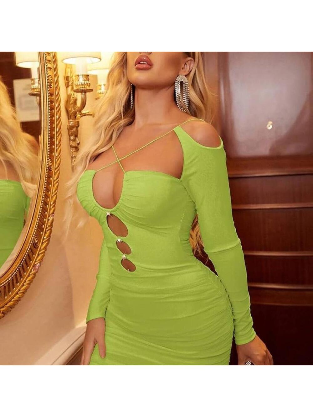 BATRC Crisscross Neck Cutout Detail Bodycon Dress
